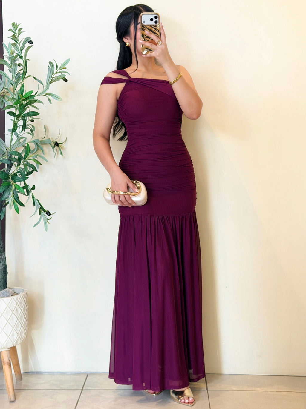 Maxi vestido granate
