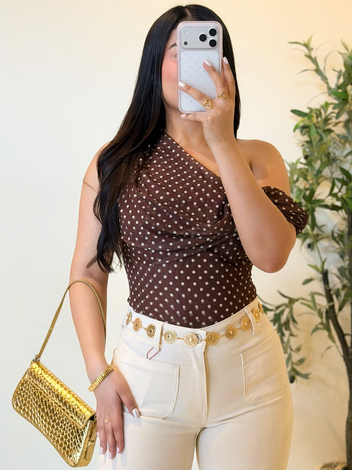 Blusa polka dot marrón