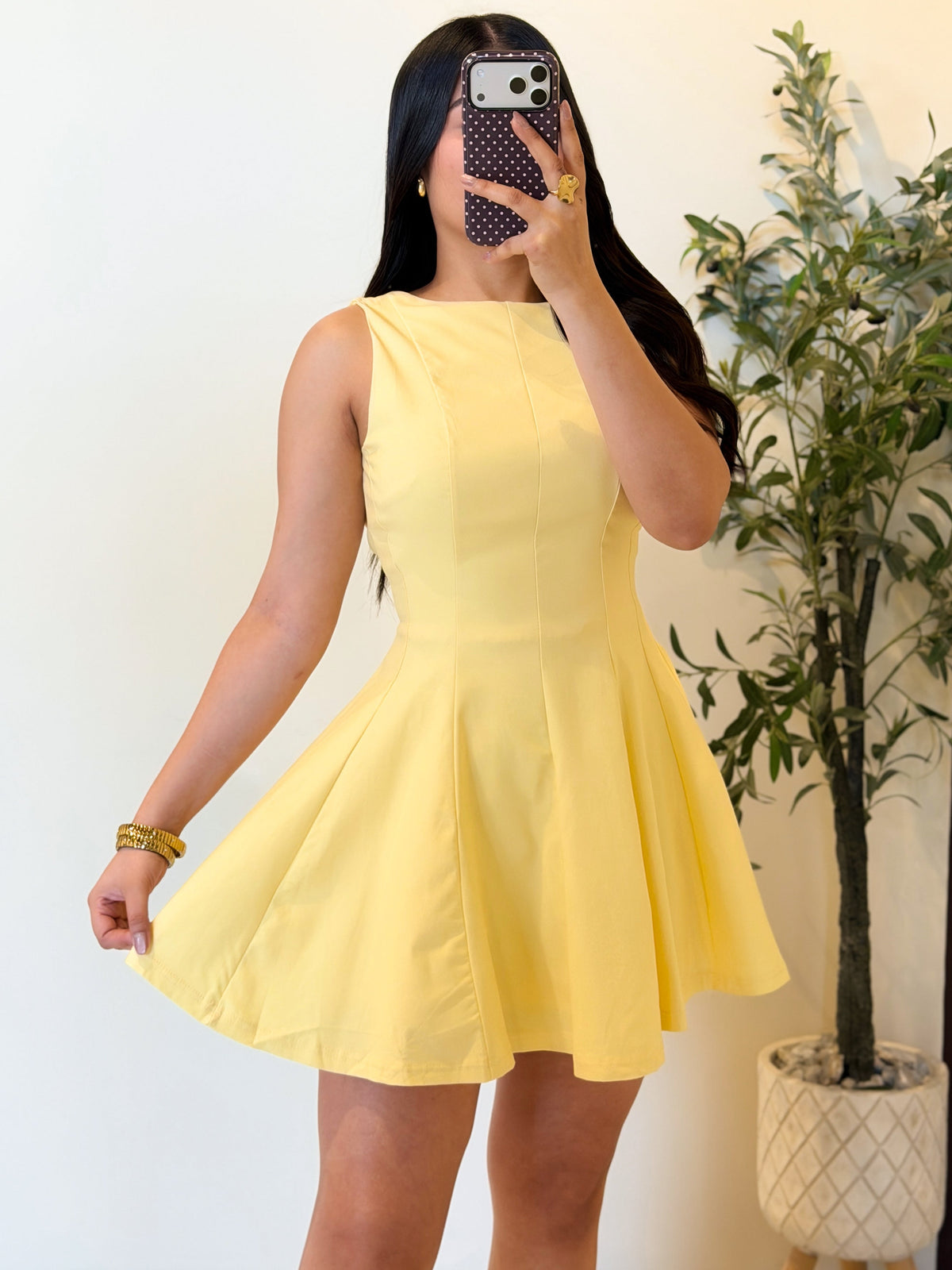 Mini Dress Fit & Flare amarillo