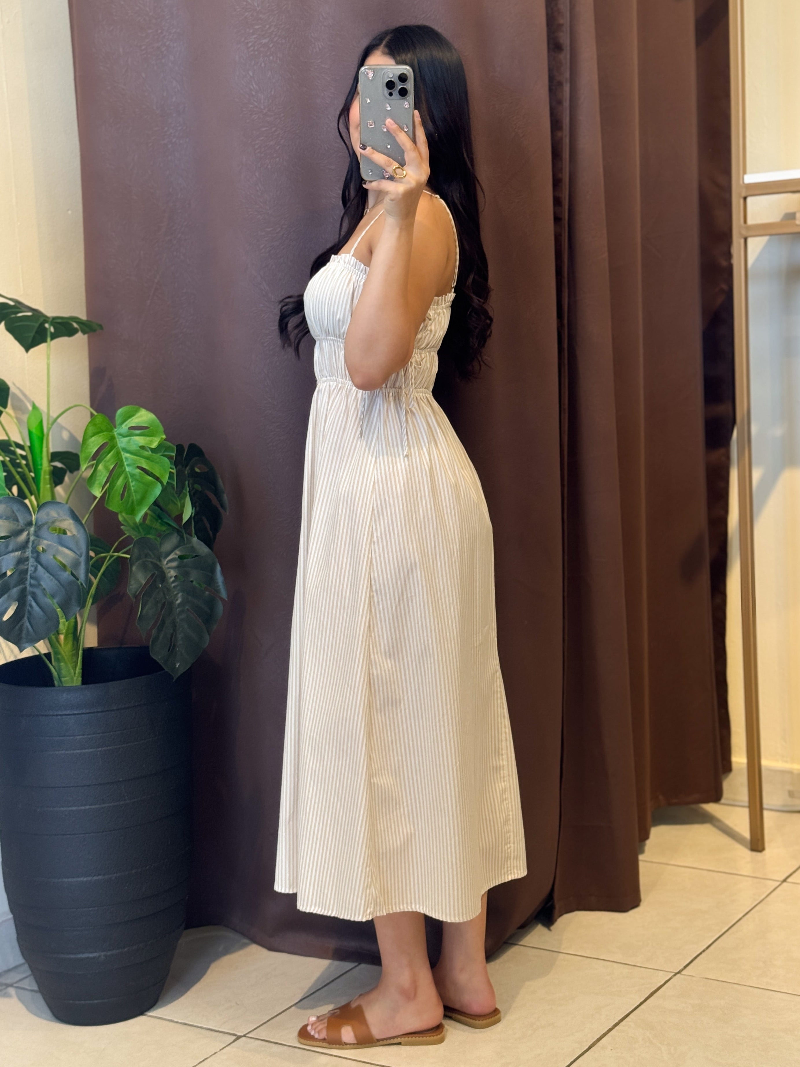 Vestido midi de líneas