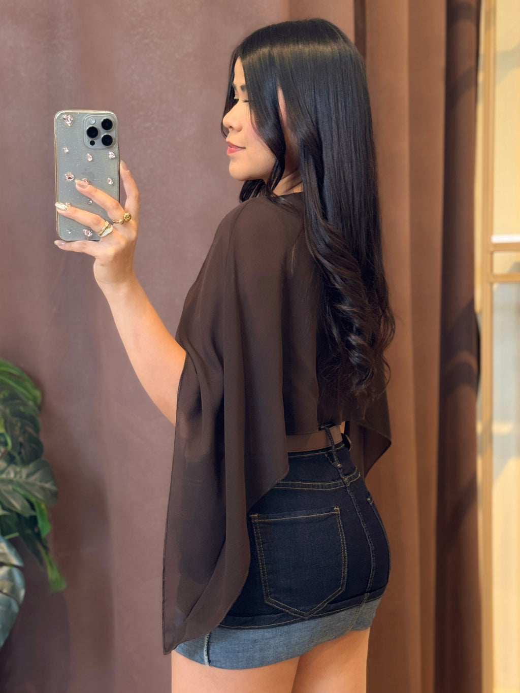 Blusa asimétrica café