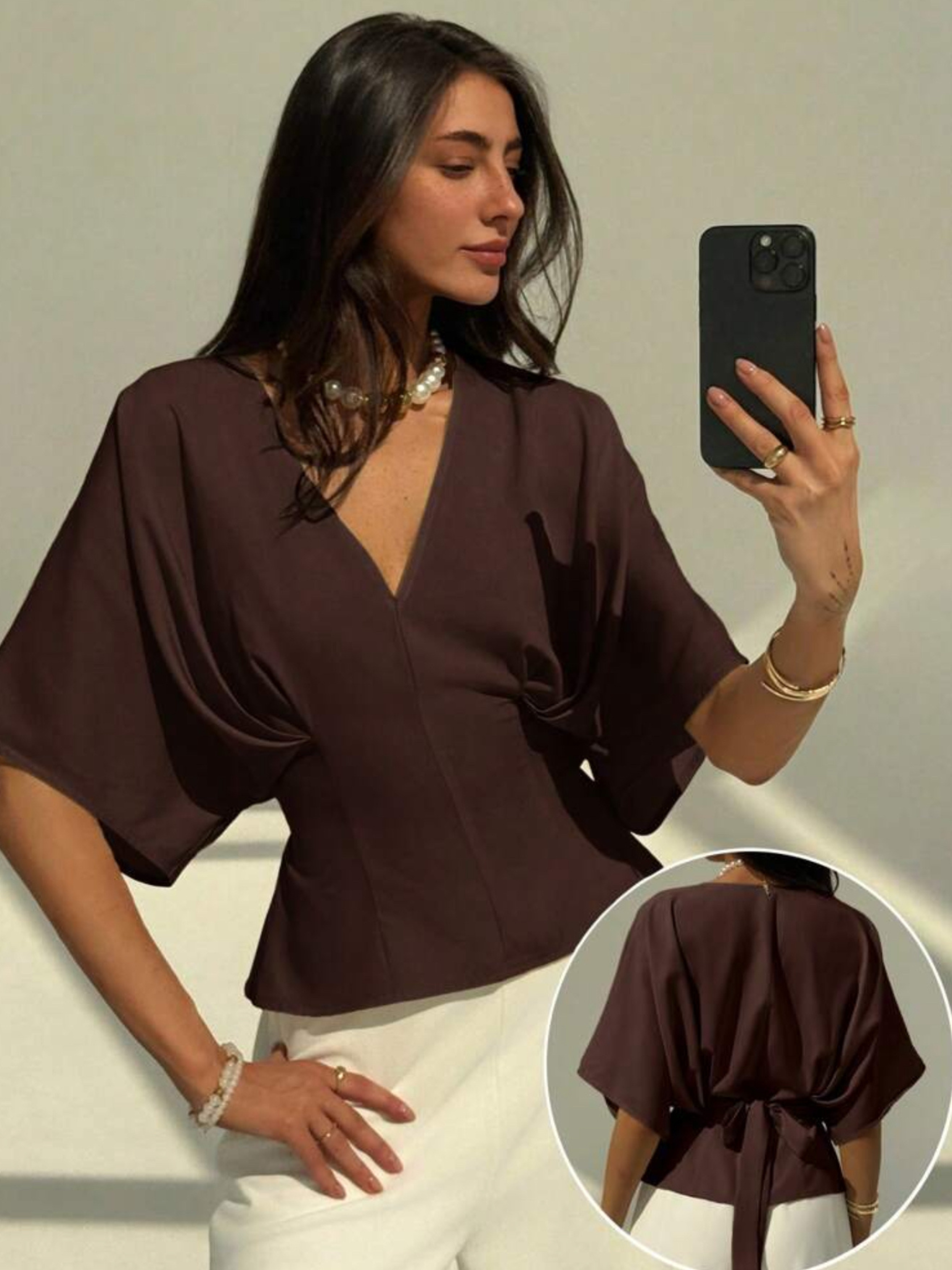 Blusa con mangas café