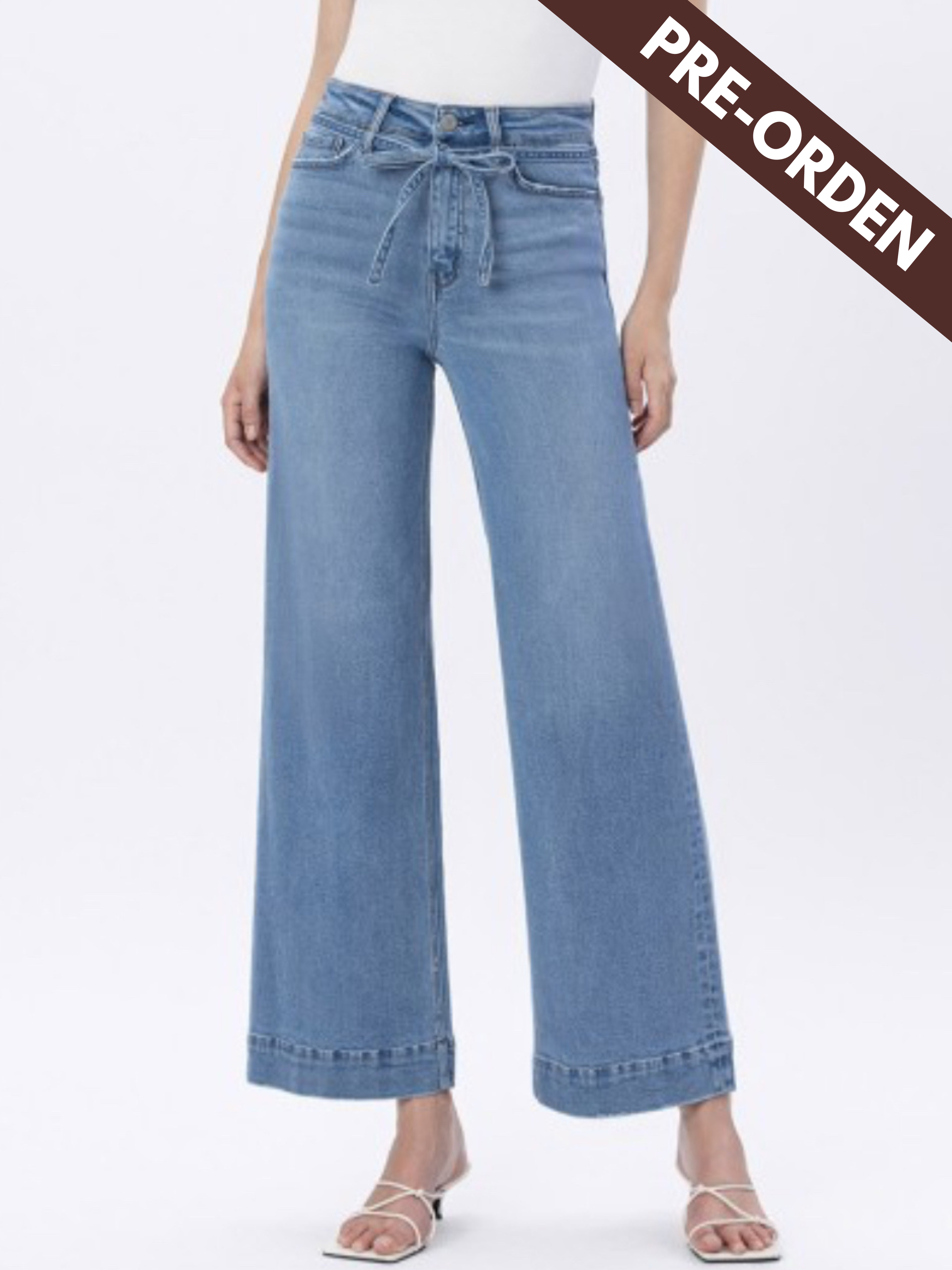 High rise tie waist wide ley