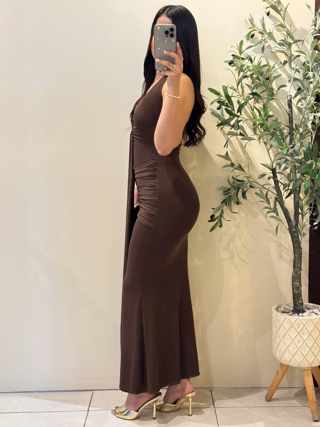 Maxi vestido marrón
