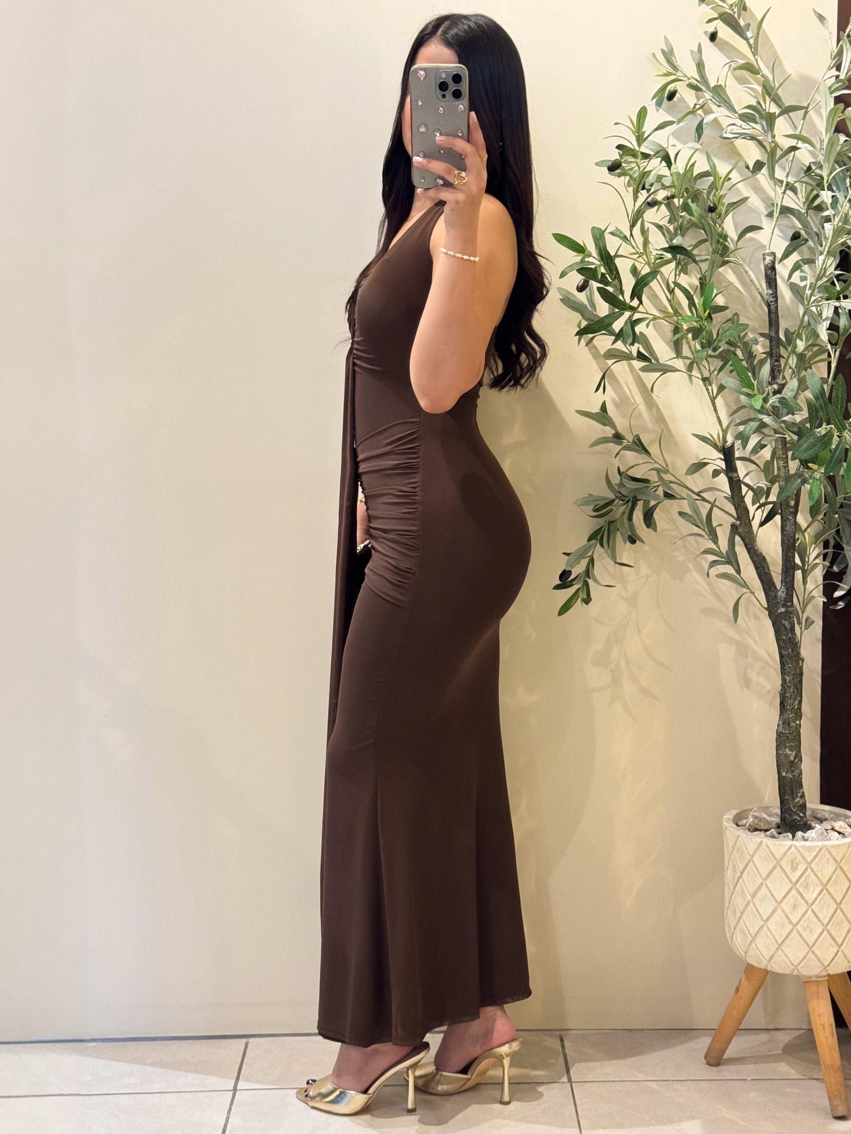 Maxi vestido marrón