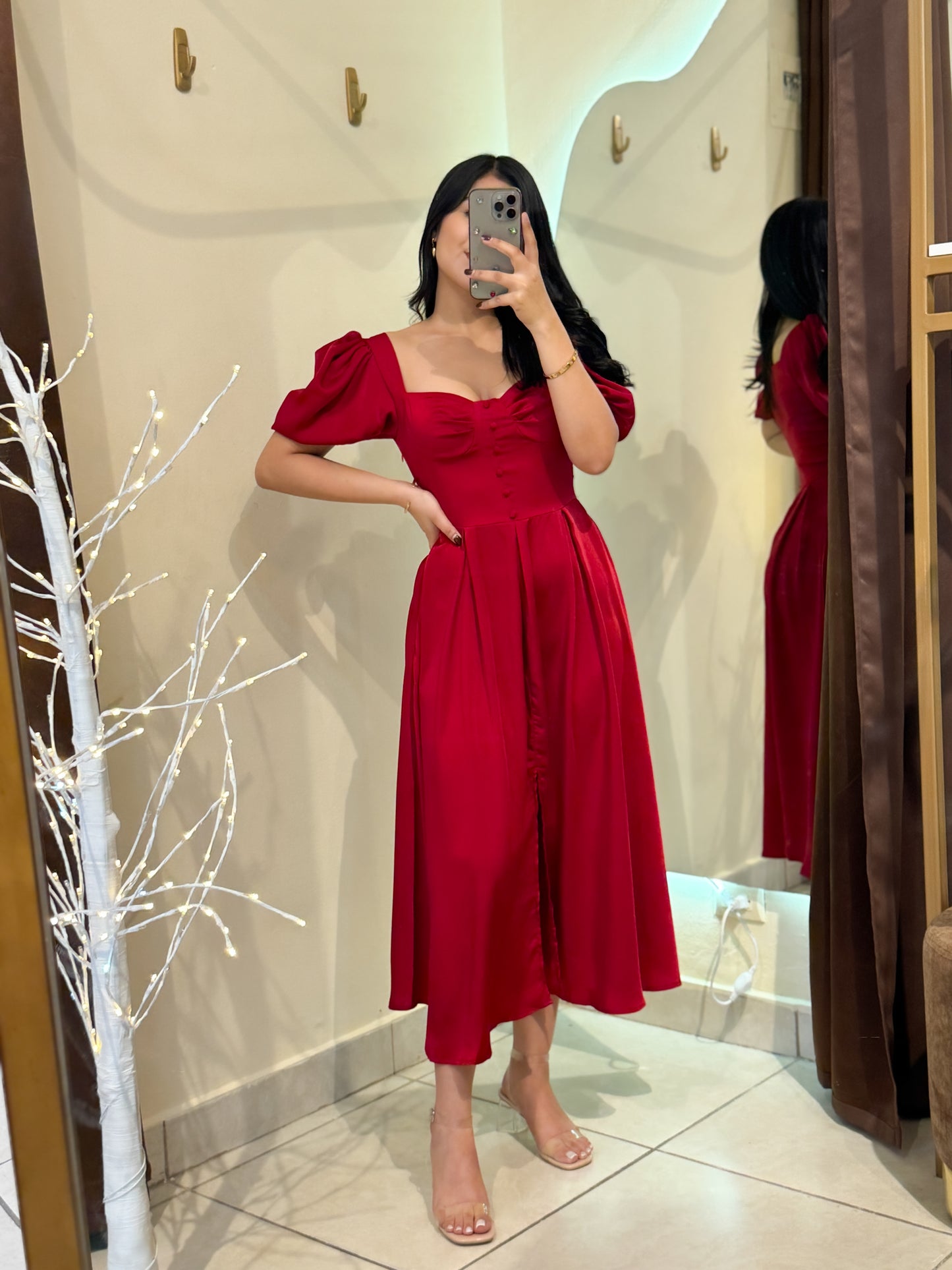 Vestido rojo satin