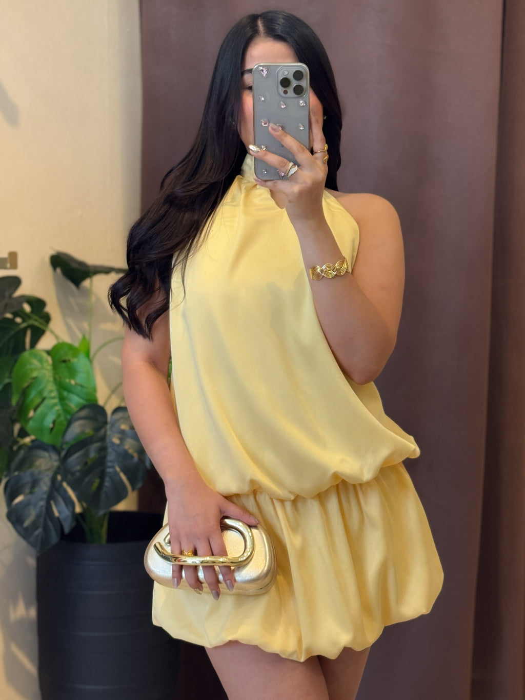 Mini Dress halter amarillo