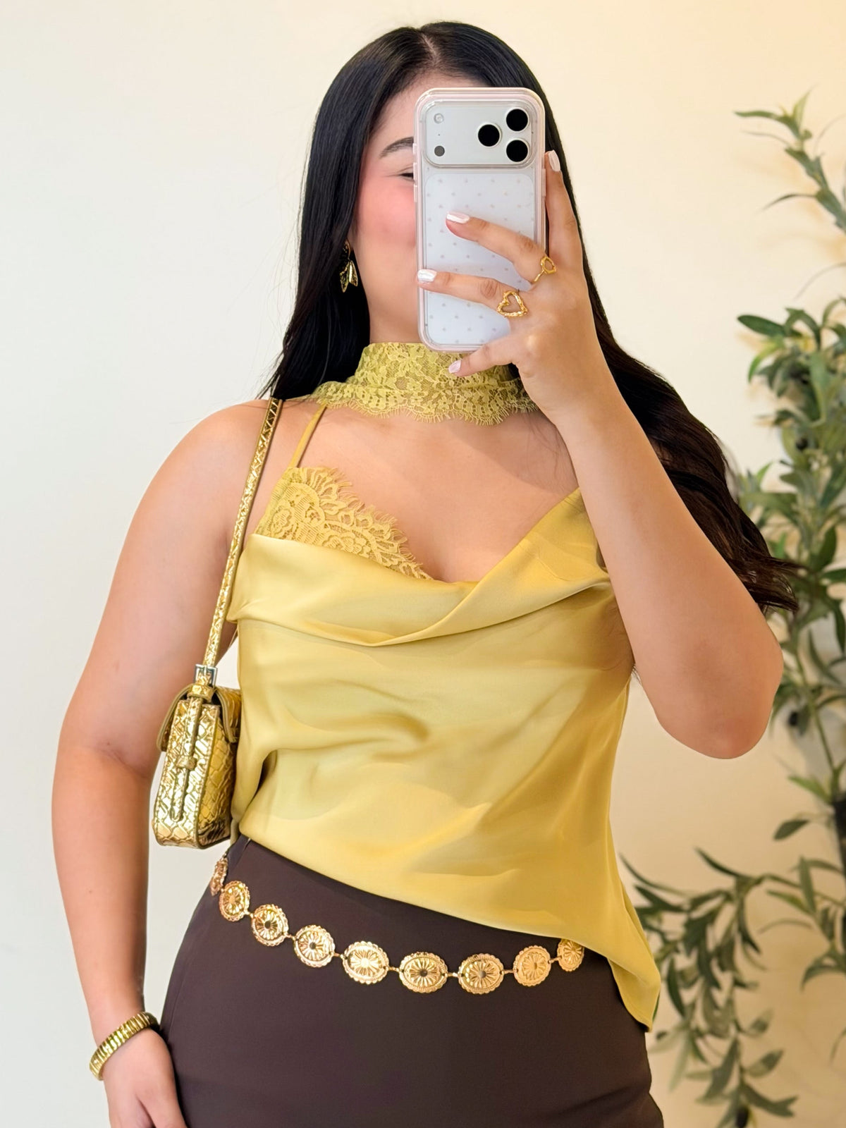 Blusa satinada verde lima