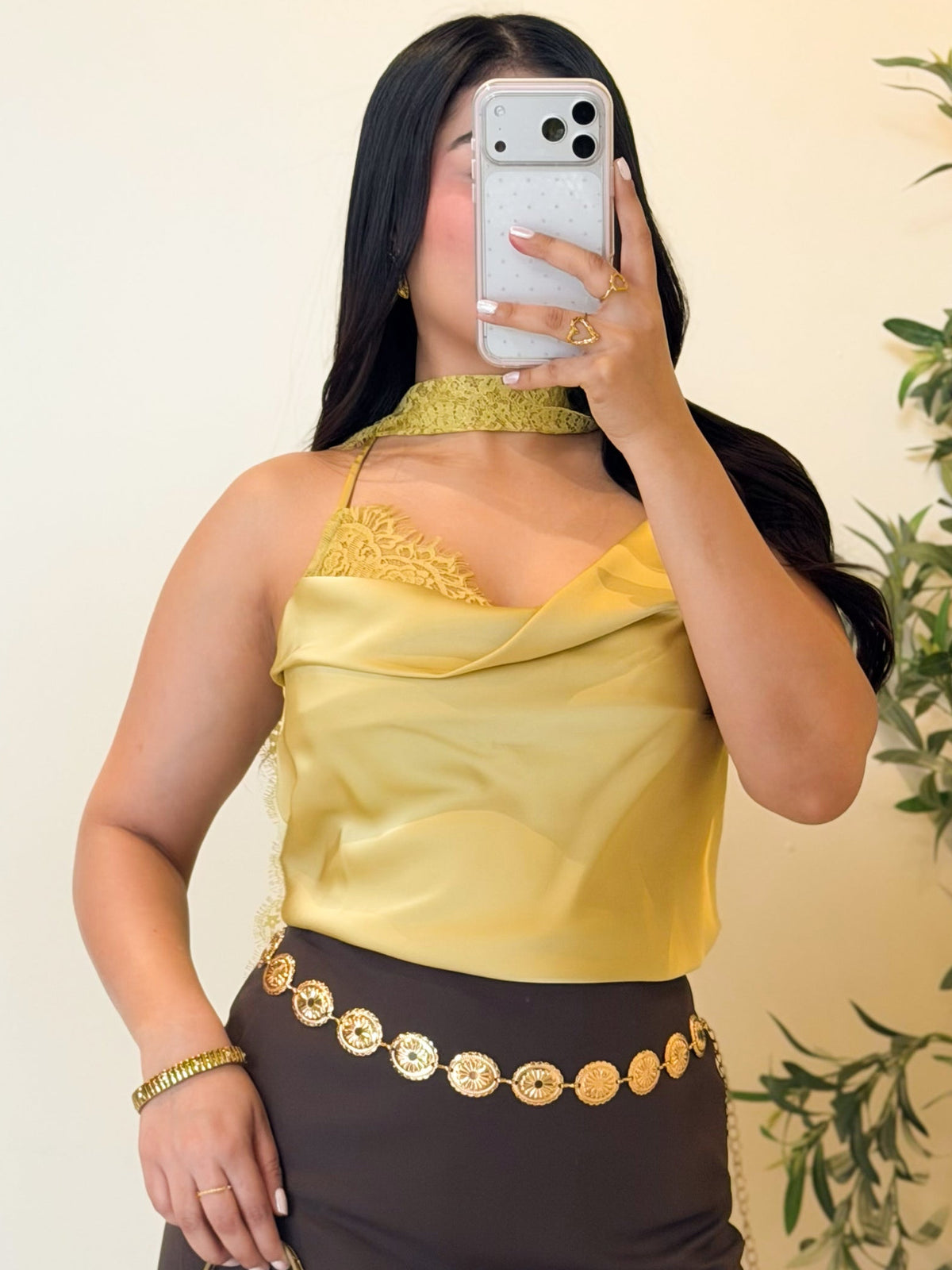 Blusa satinada verde lima