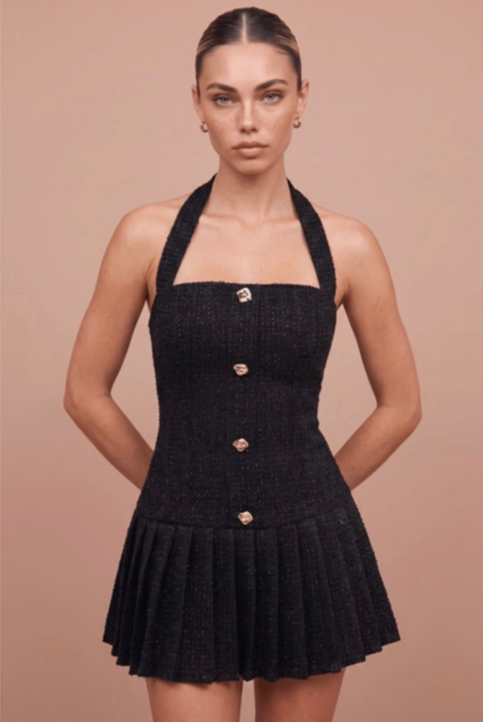 Pleated Halter mini Dress