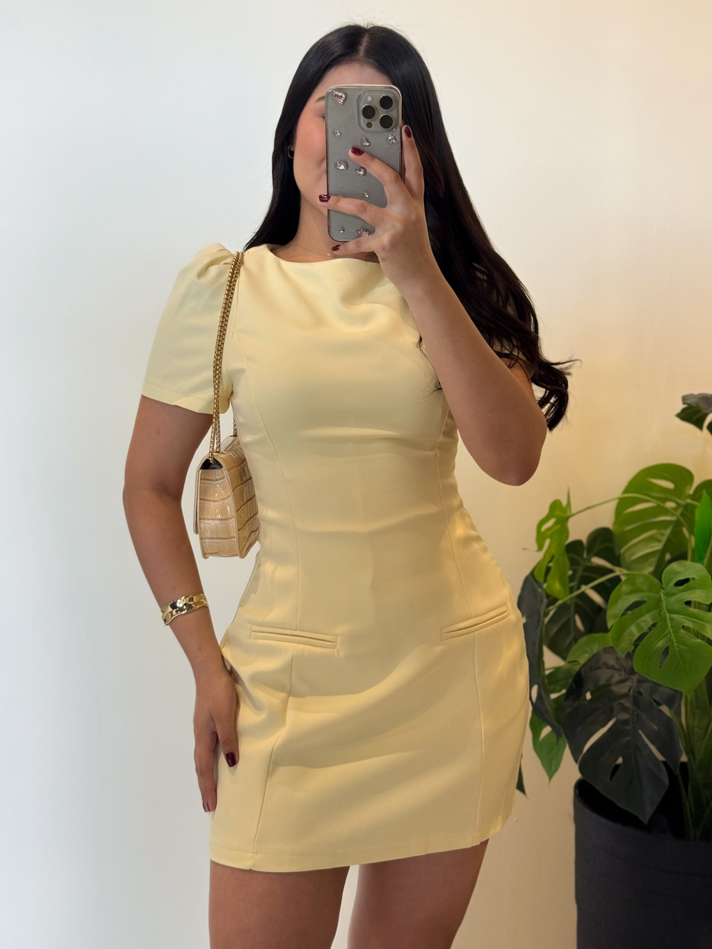 Mini Dress con mangas amarillo