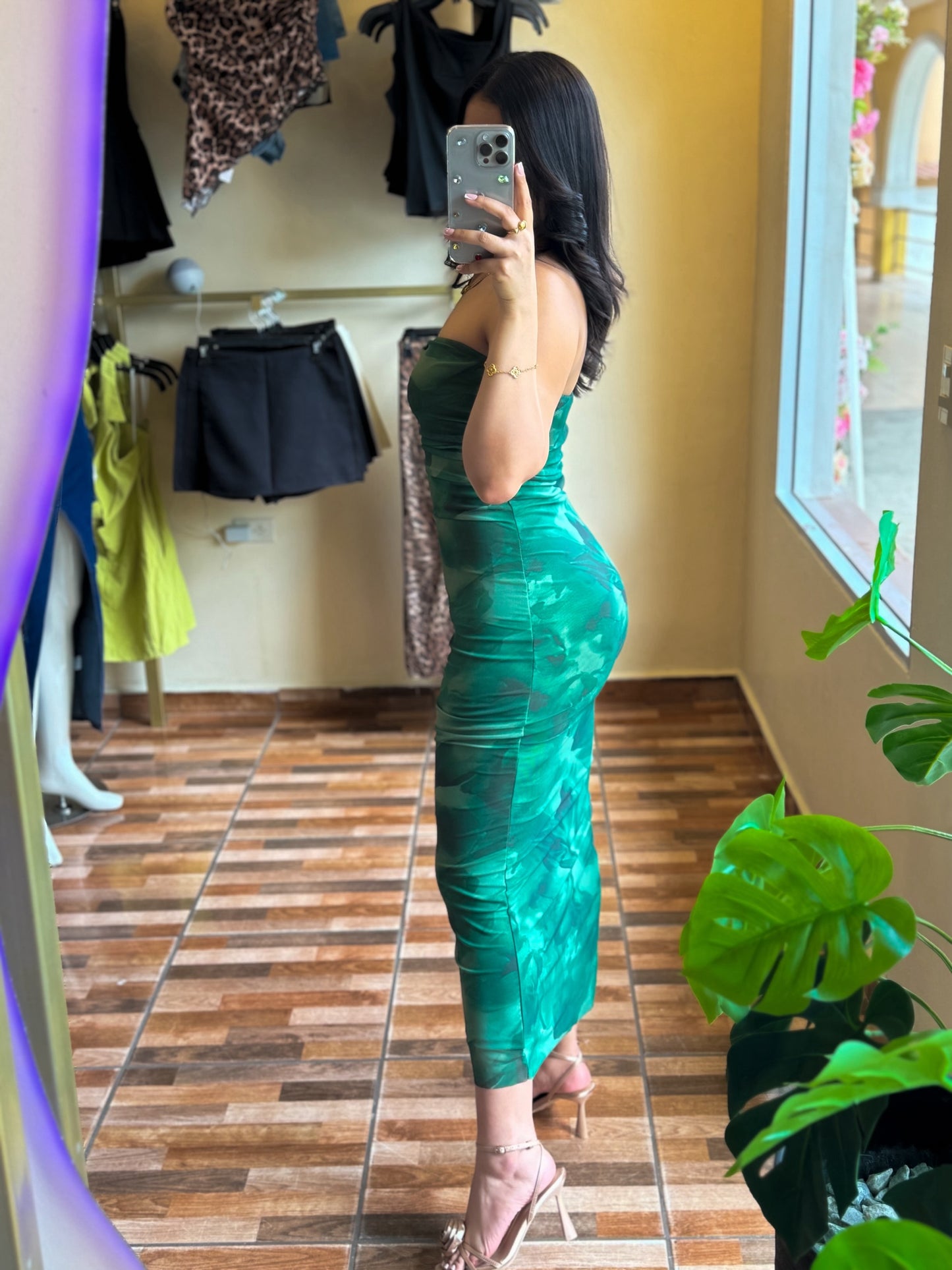 Vestido estampado verde