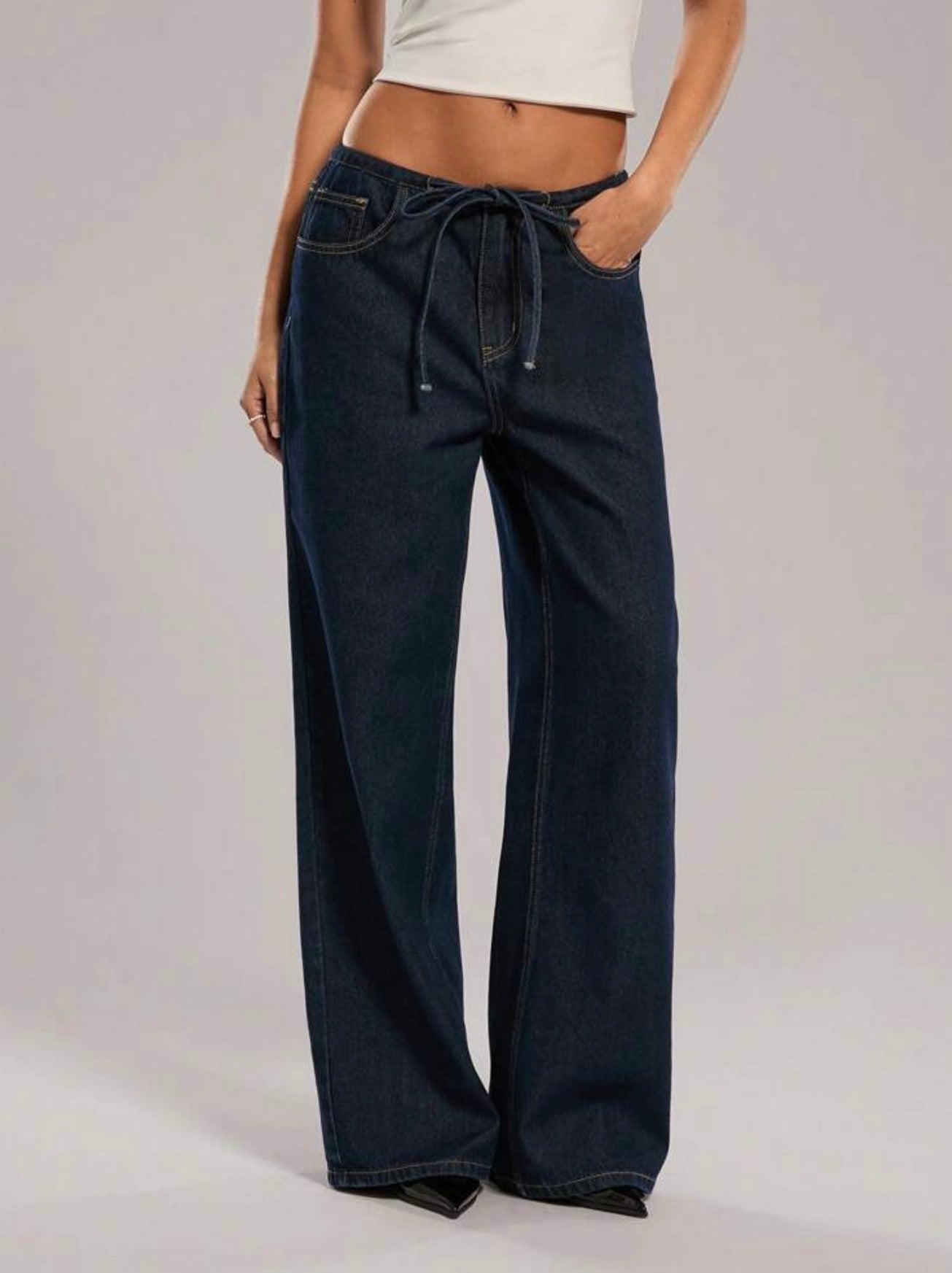 Low rise wide leg