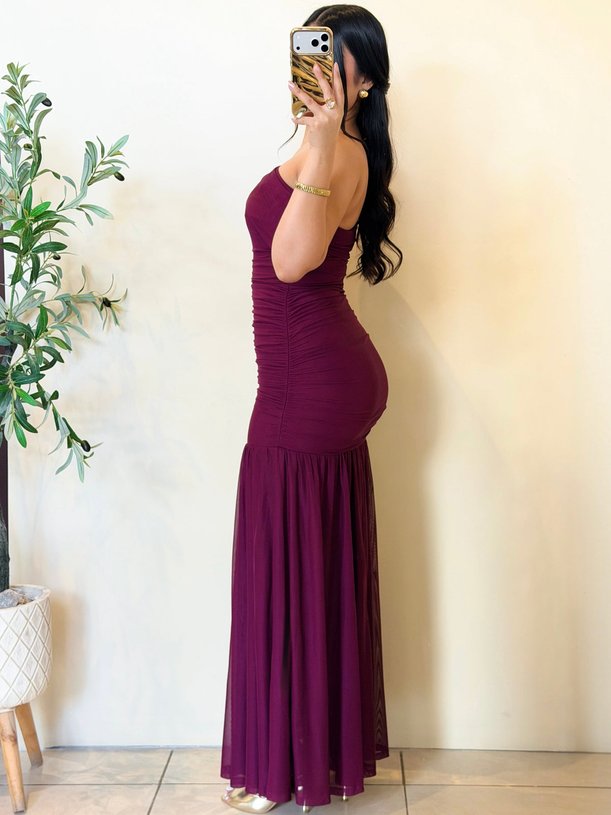 Maxi vestido granate