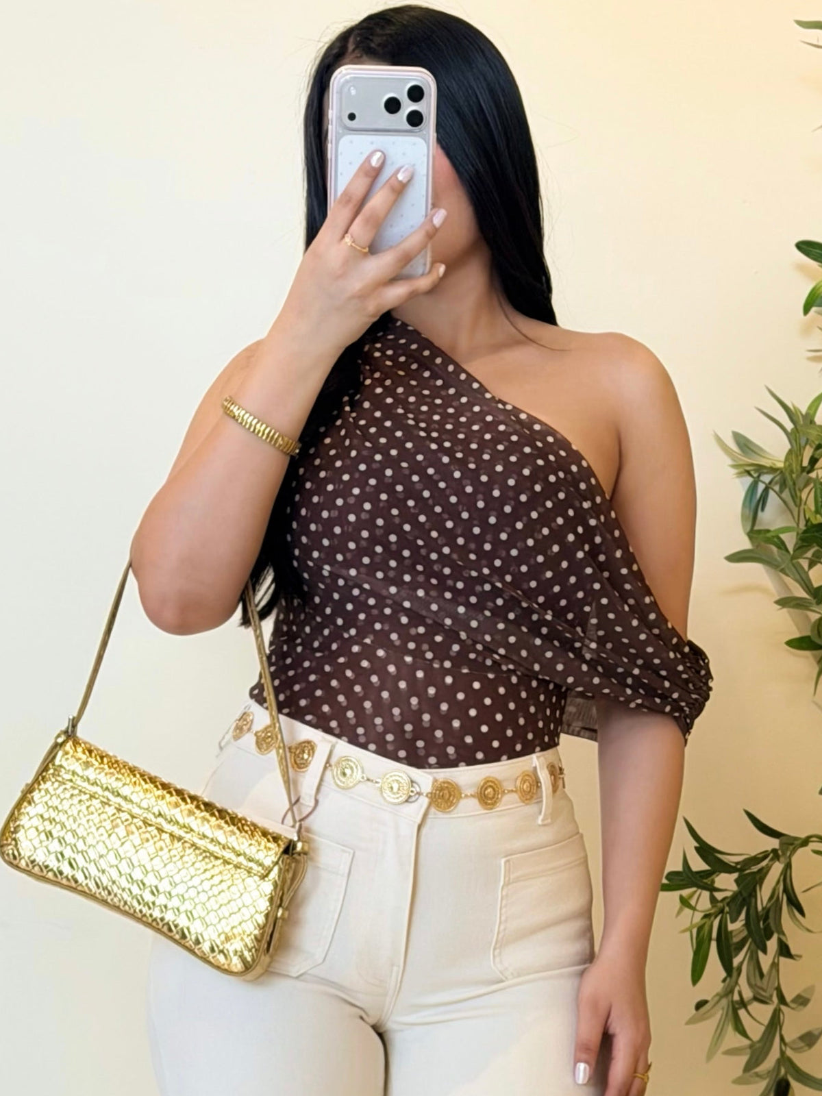 Blusa polka dot marrón