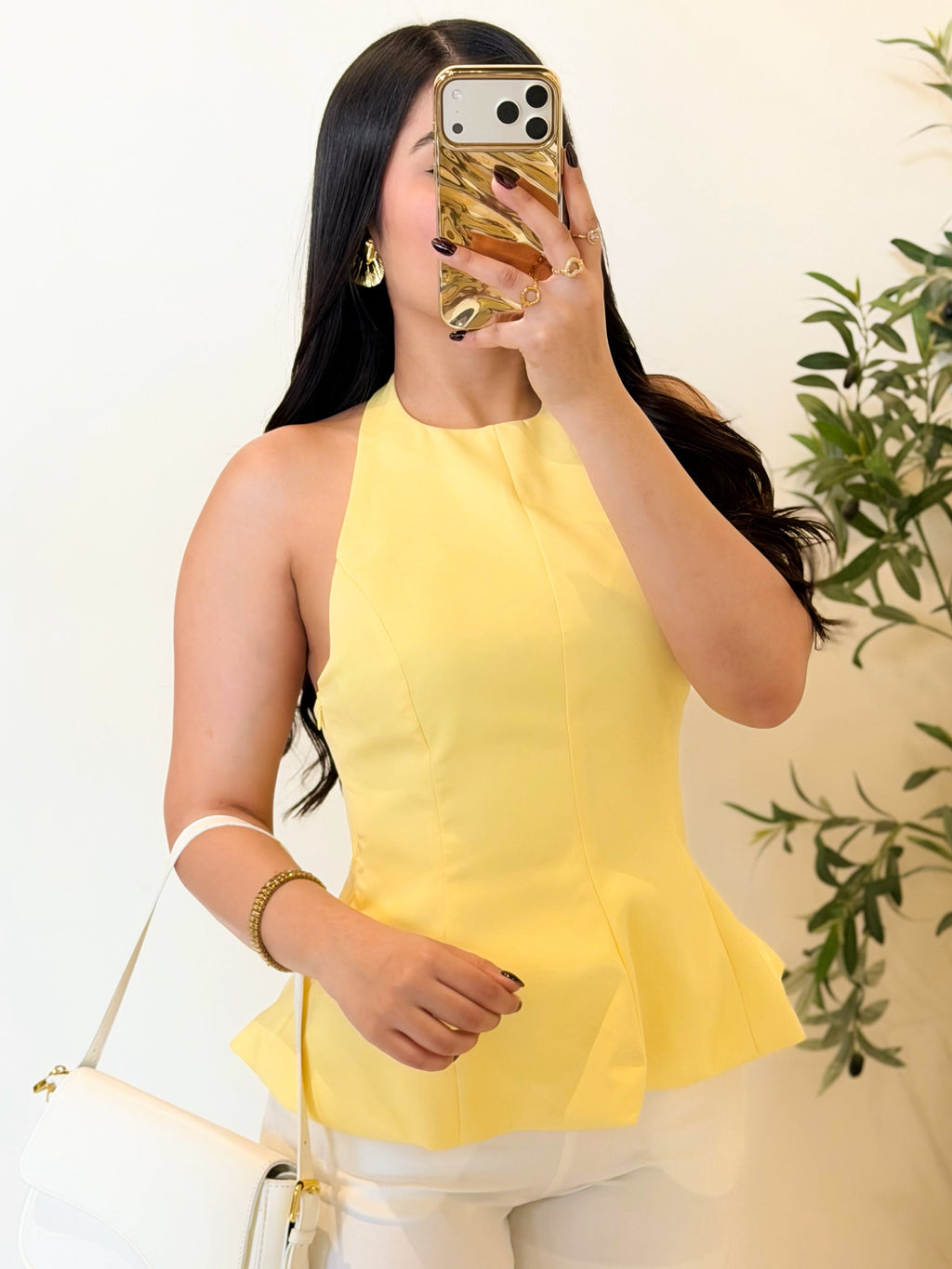 Blusa halter peplum