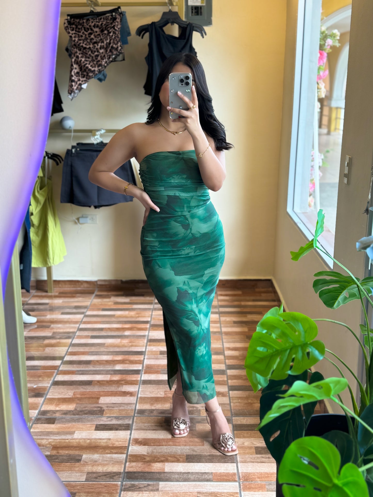 Vestido estampado verde