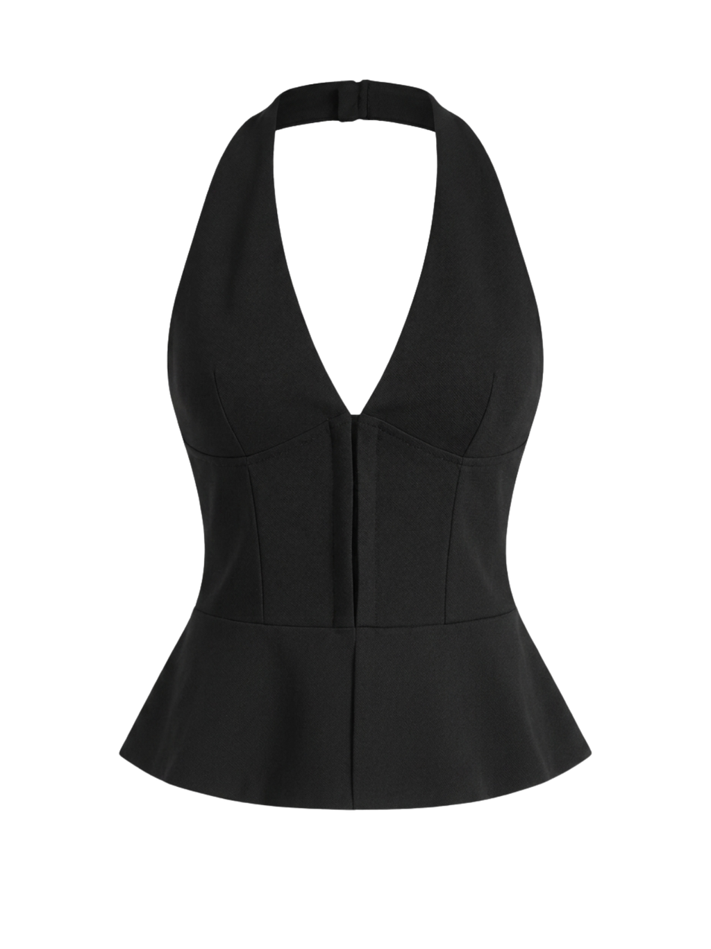 Top cuello V negro