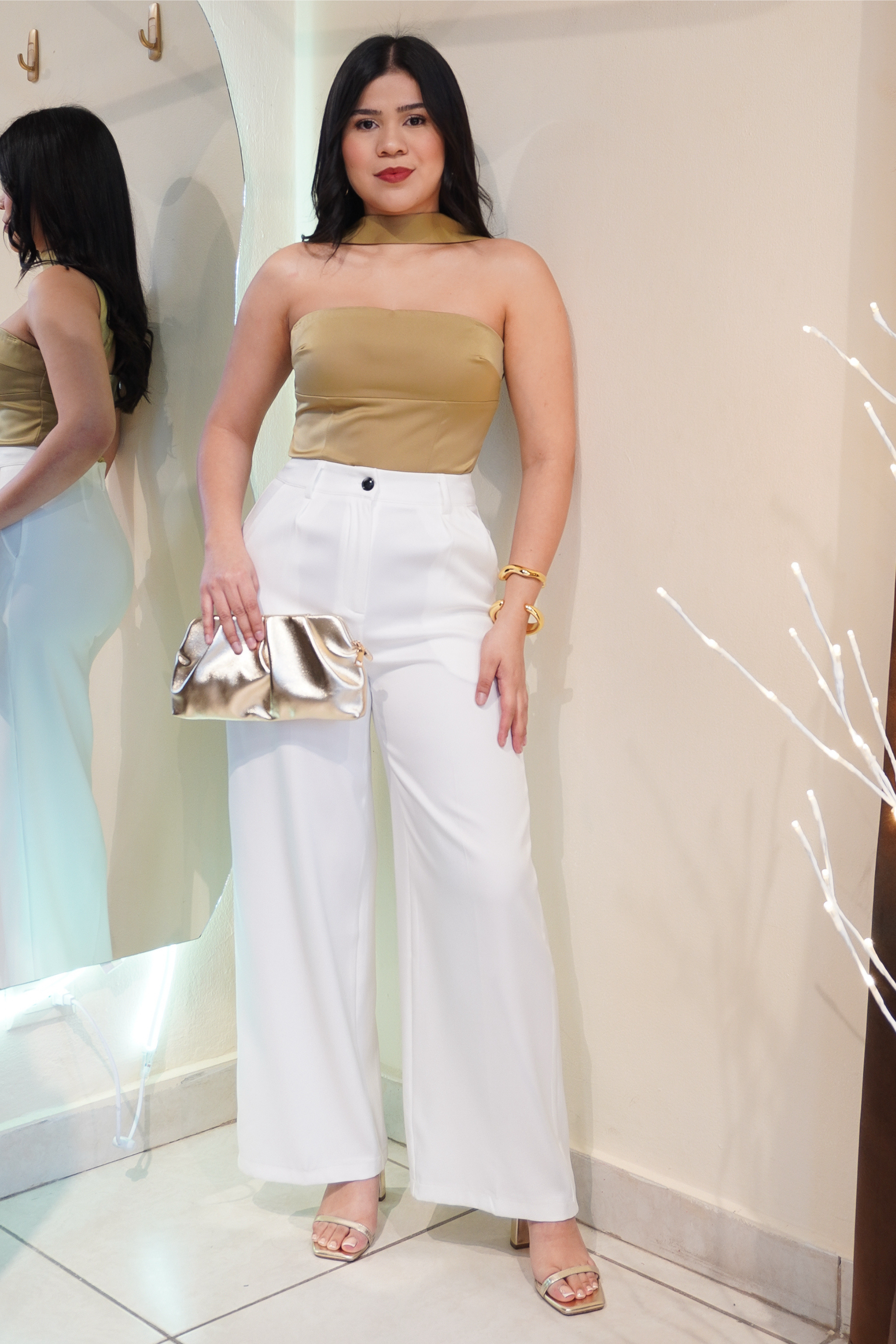 Pantalón de tela blanco