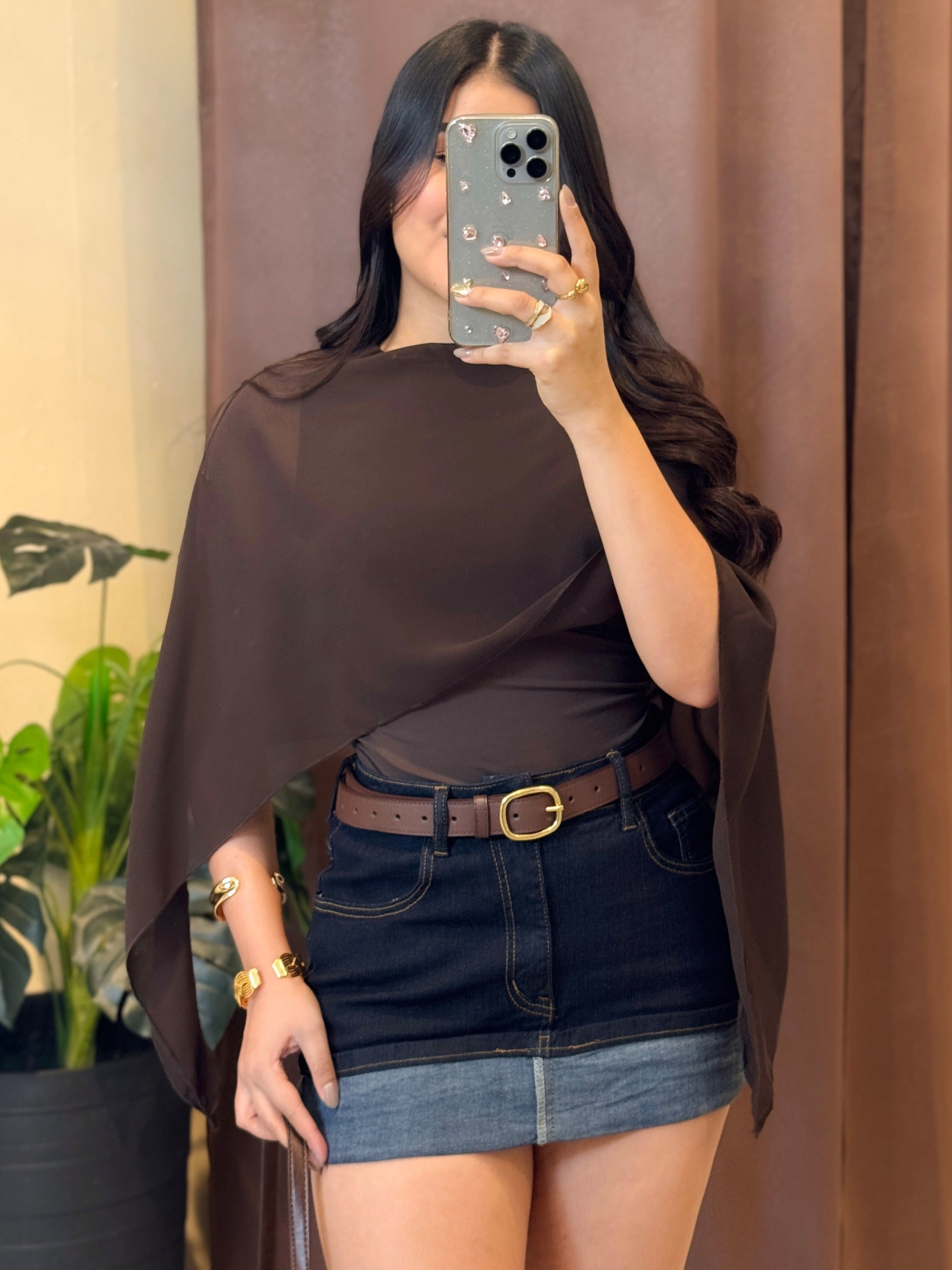 Blusa asimétrica café