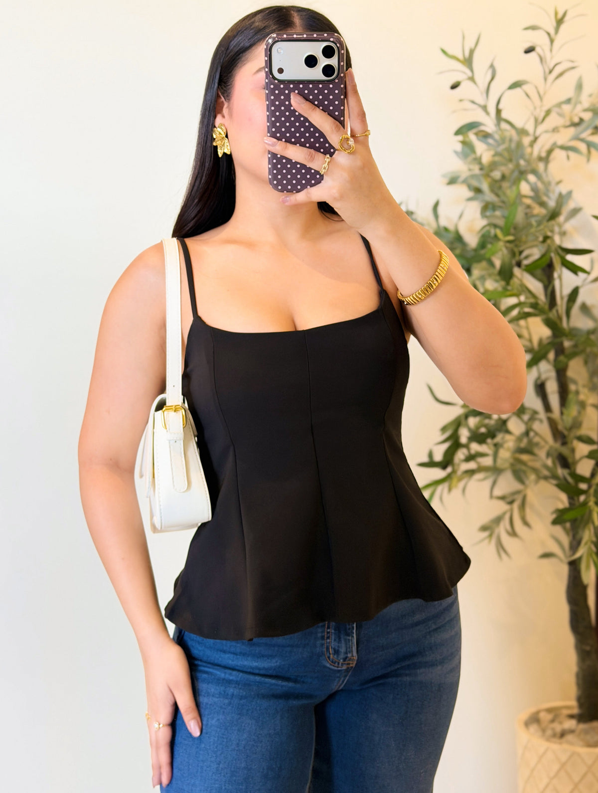Peplum top con tirantes