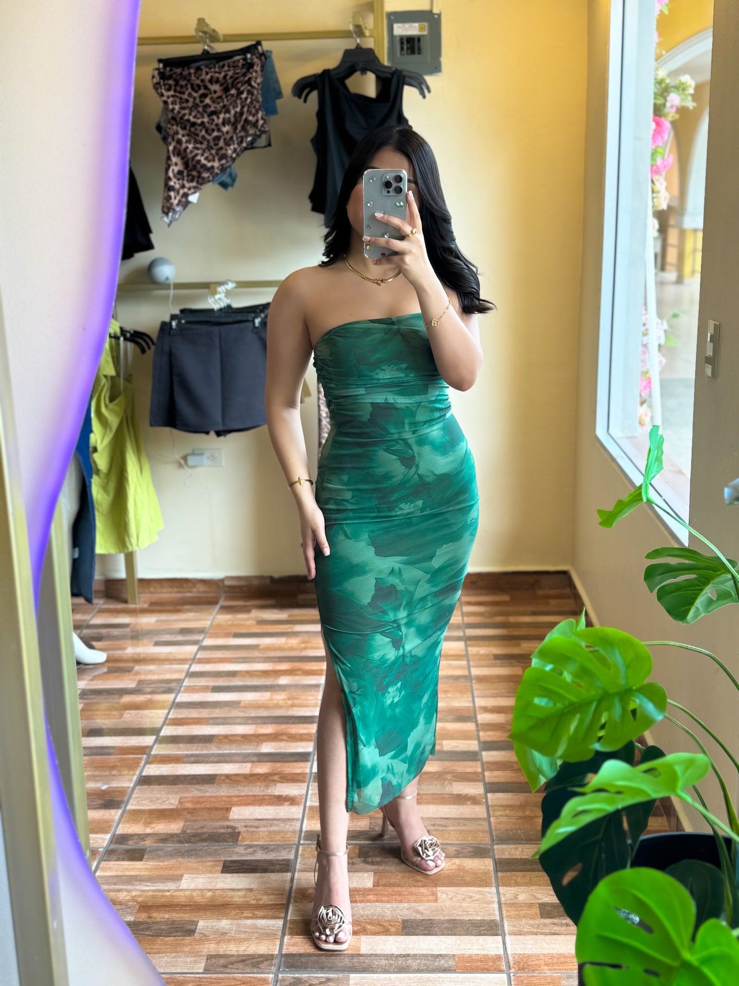 Vestido estampado verde