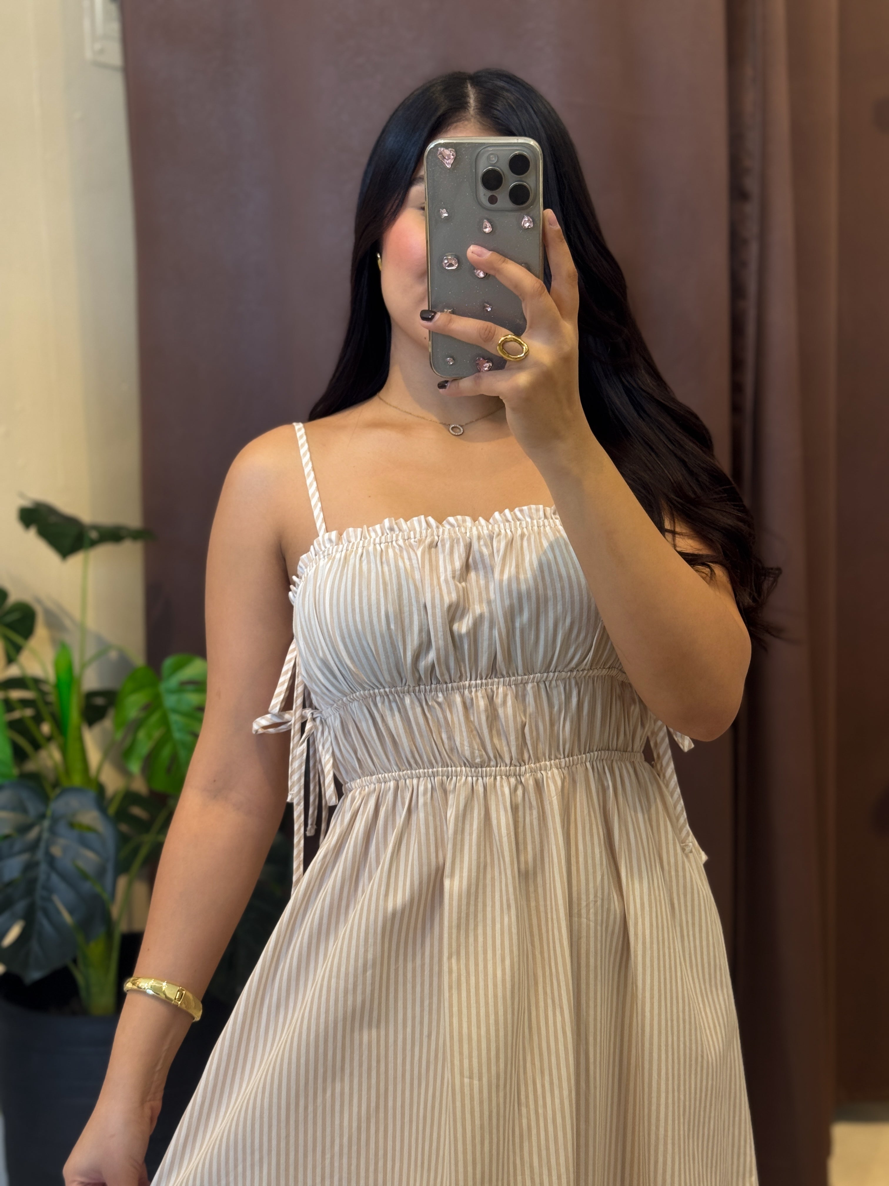 Vestido midi de líneas