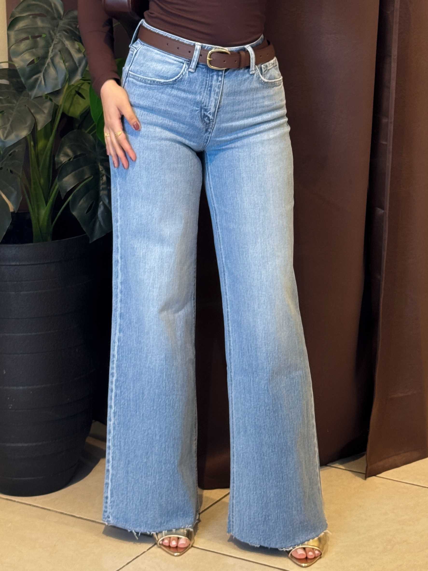 High rise wide jeans