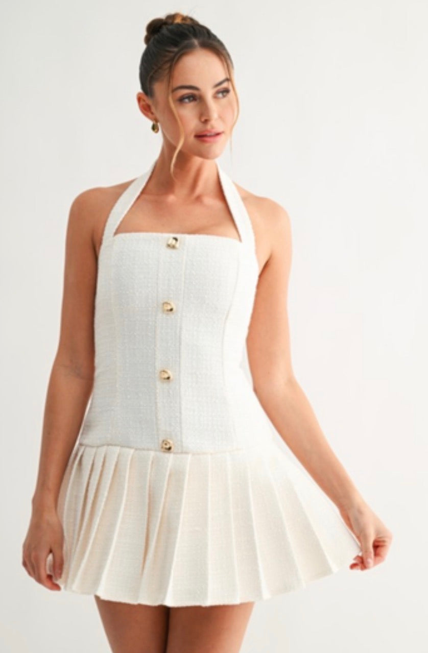Pleated Halter mini Dress