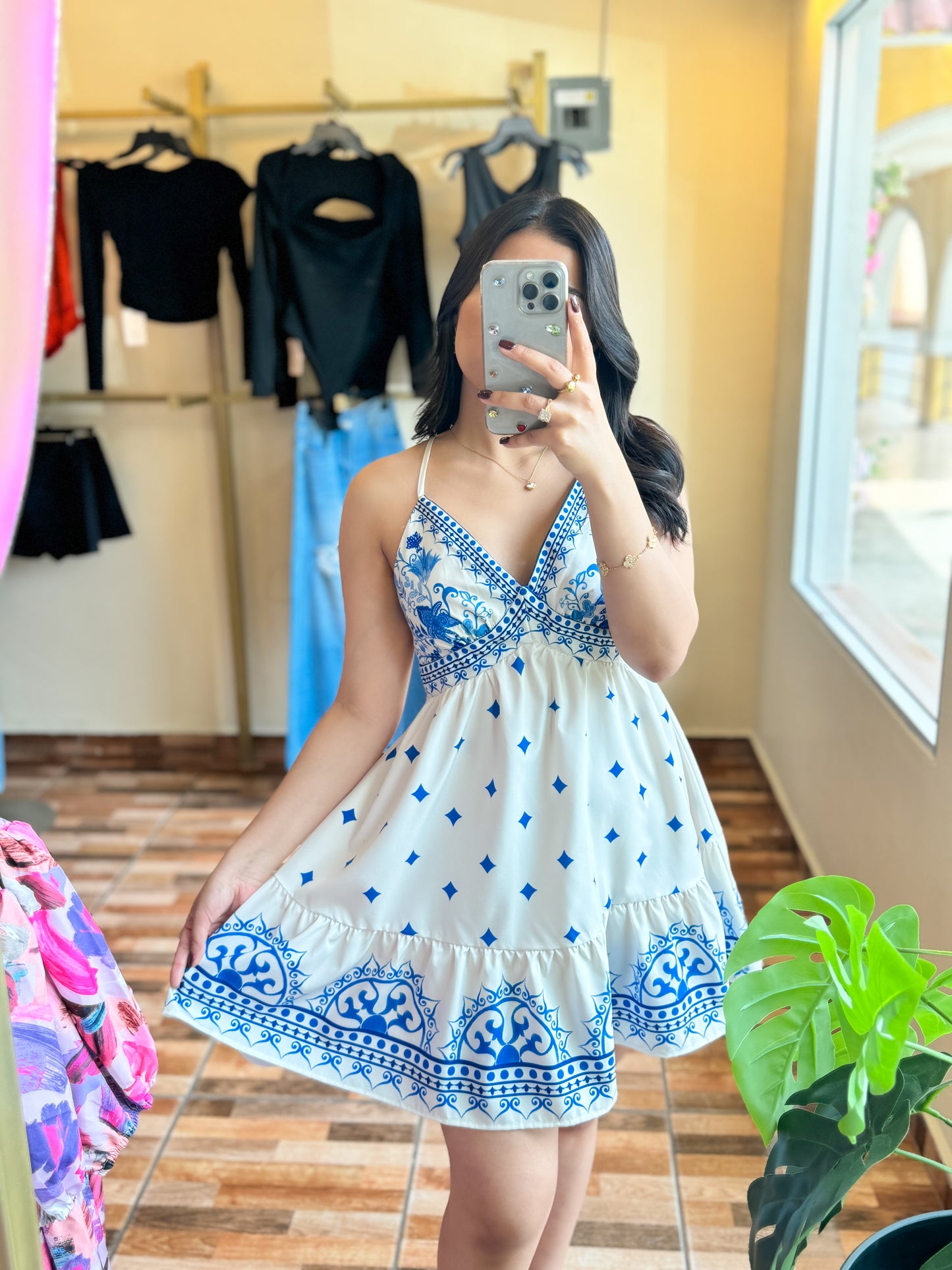 Vestido estampado azul