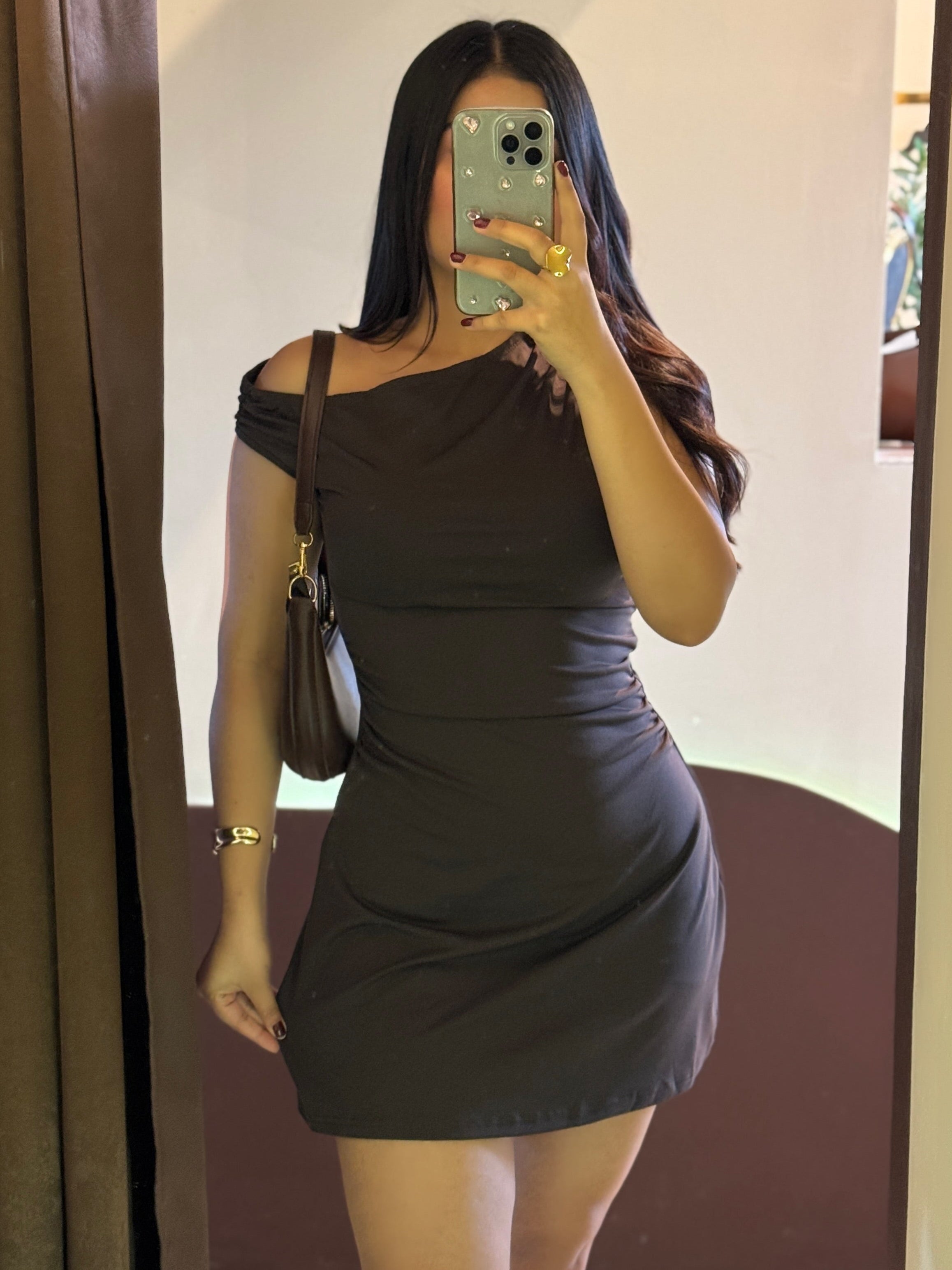Vestido asimétrico café