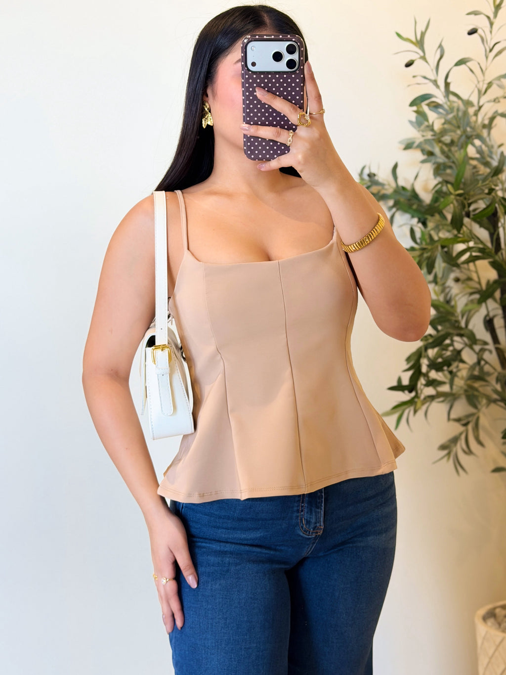 Peplum top con tirantes