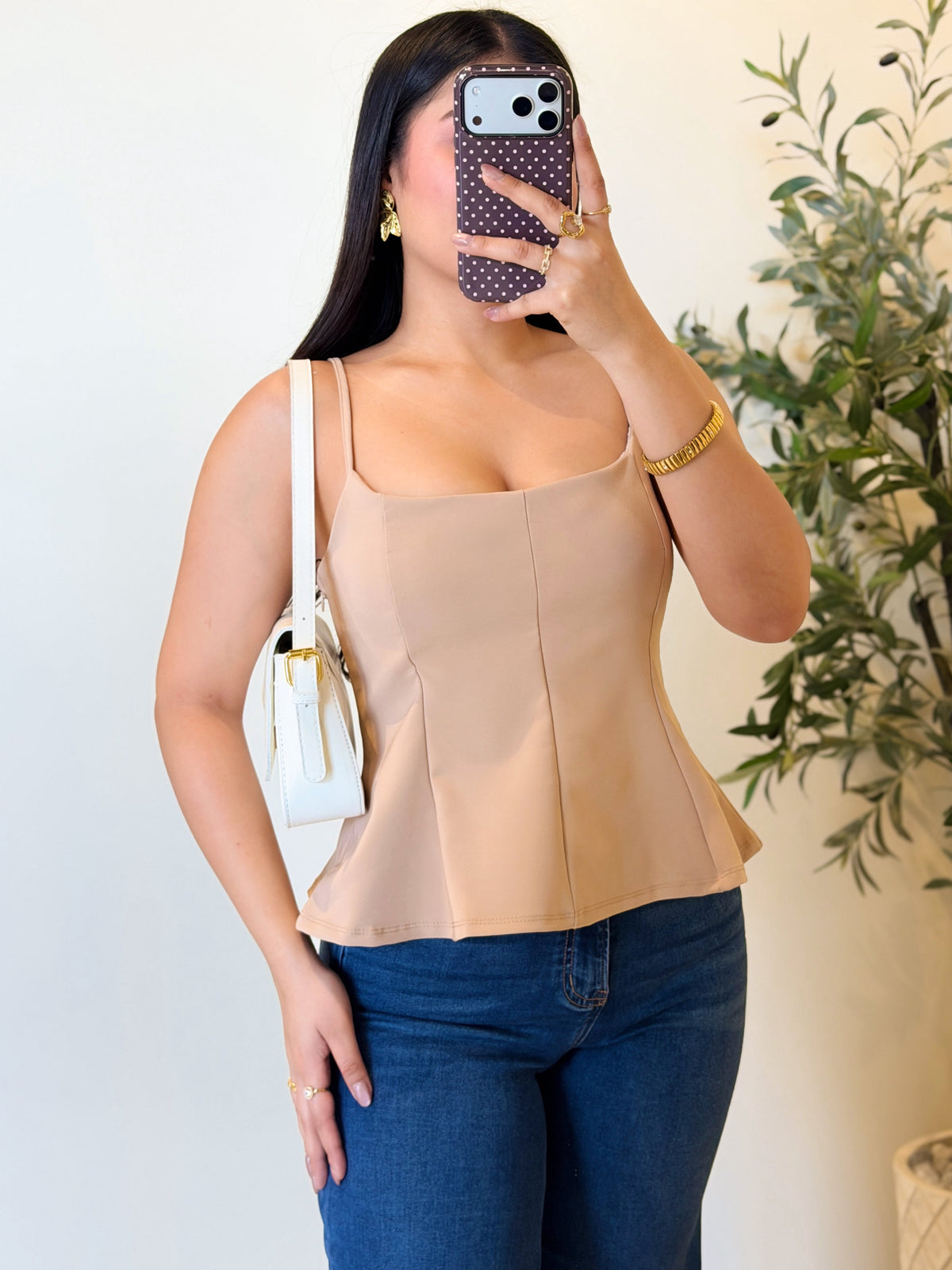 Peplum top con tirantes