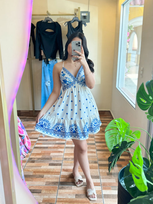 Vestido estampado azul