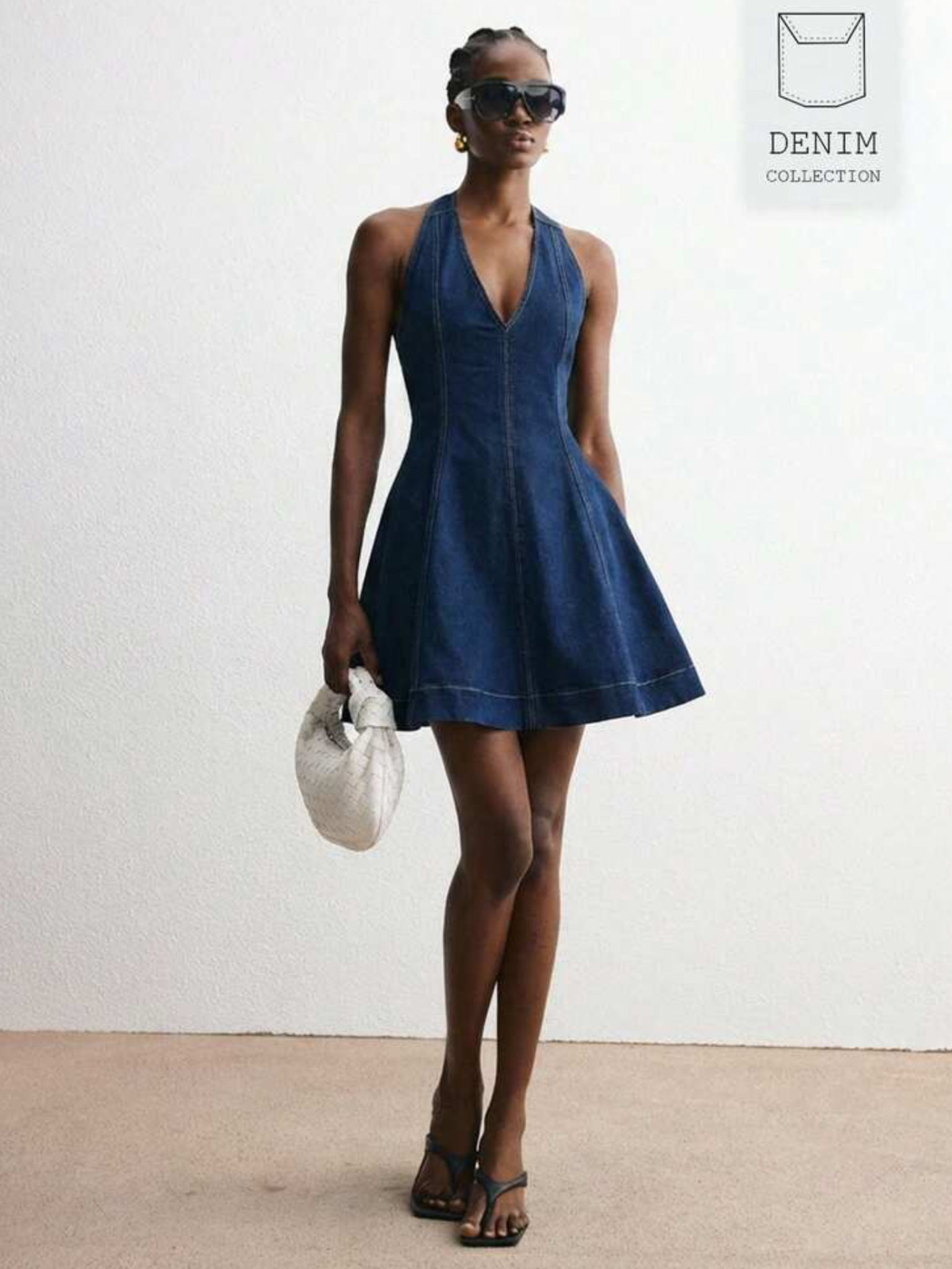 Fit and Flare Denim Dress halter