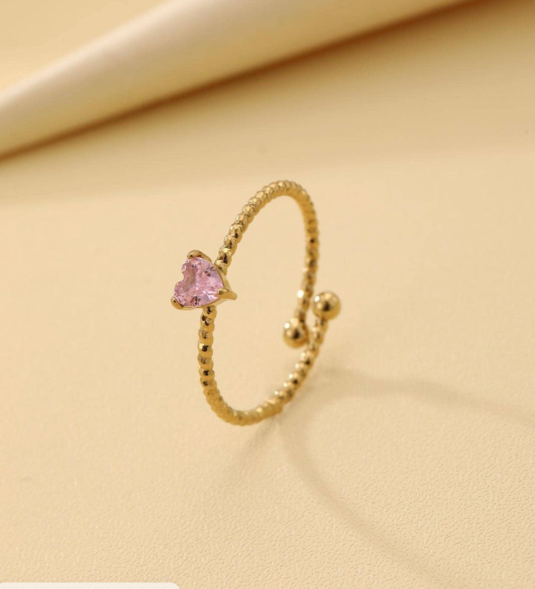Anillo corazón rosado