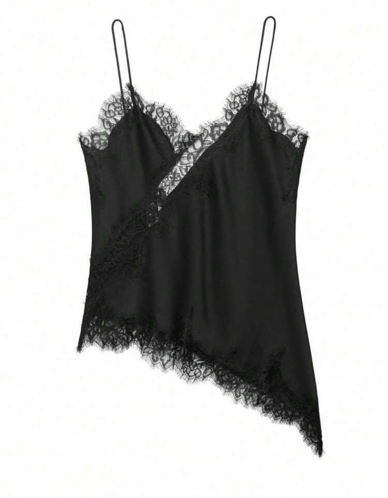 Blusa satinada con encaje
