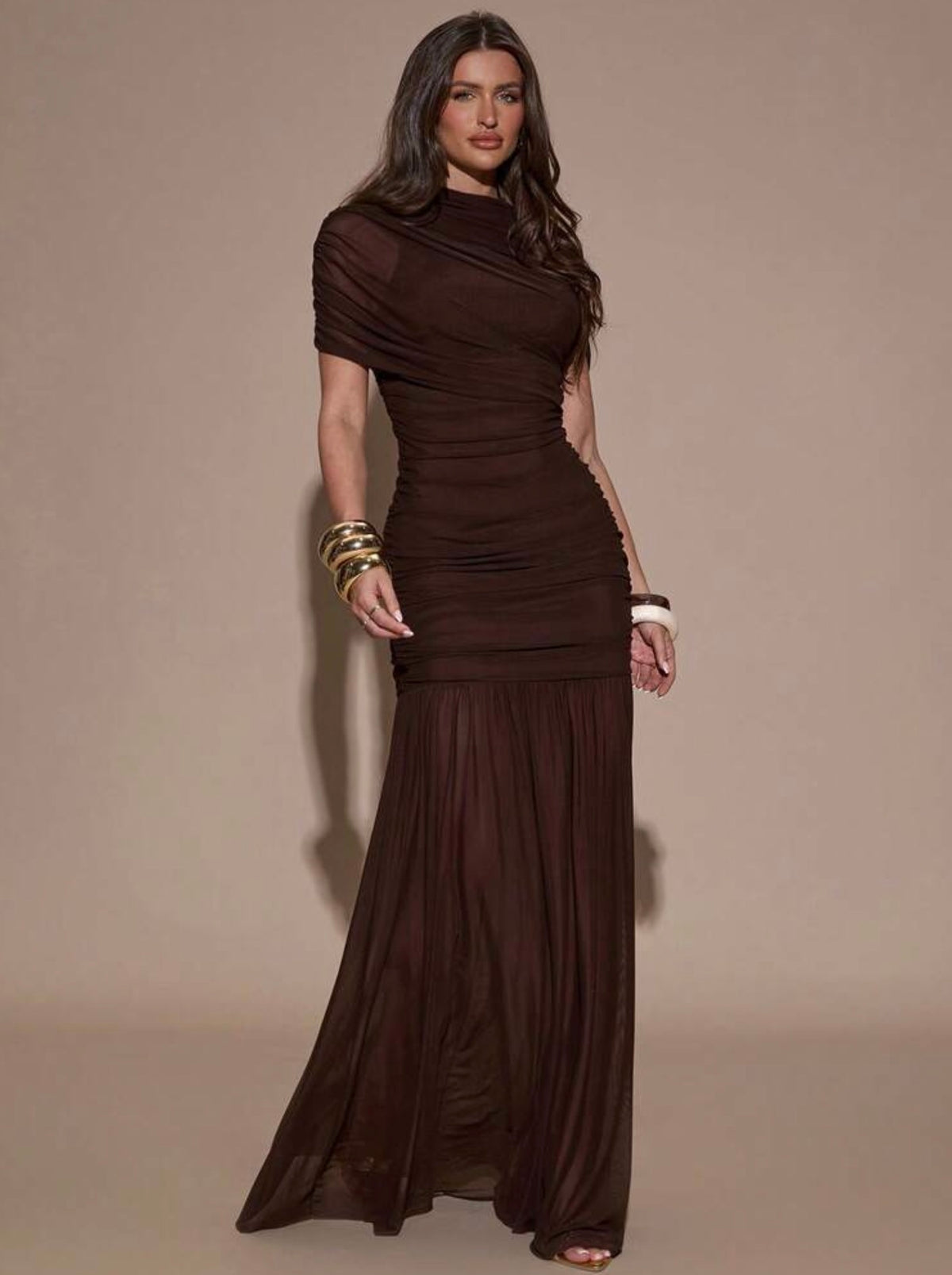 Vestido gala café