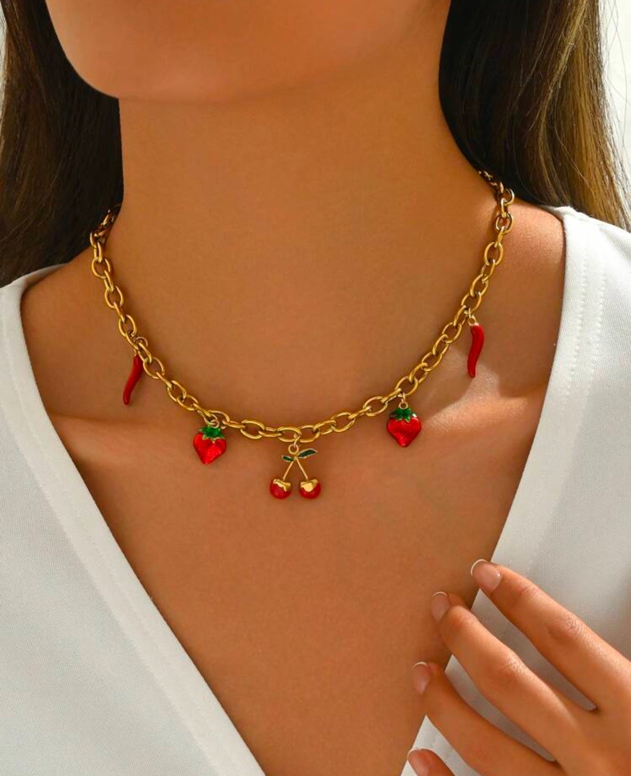 Collar dijes rojos