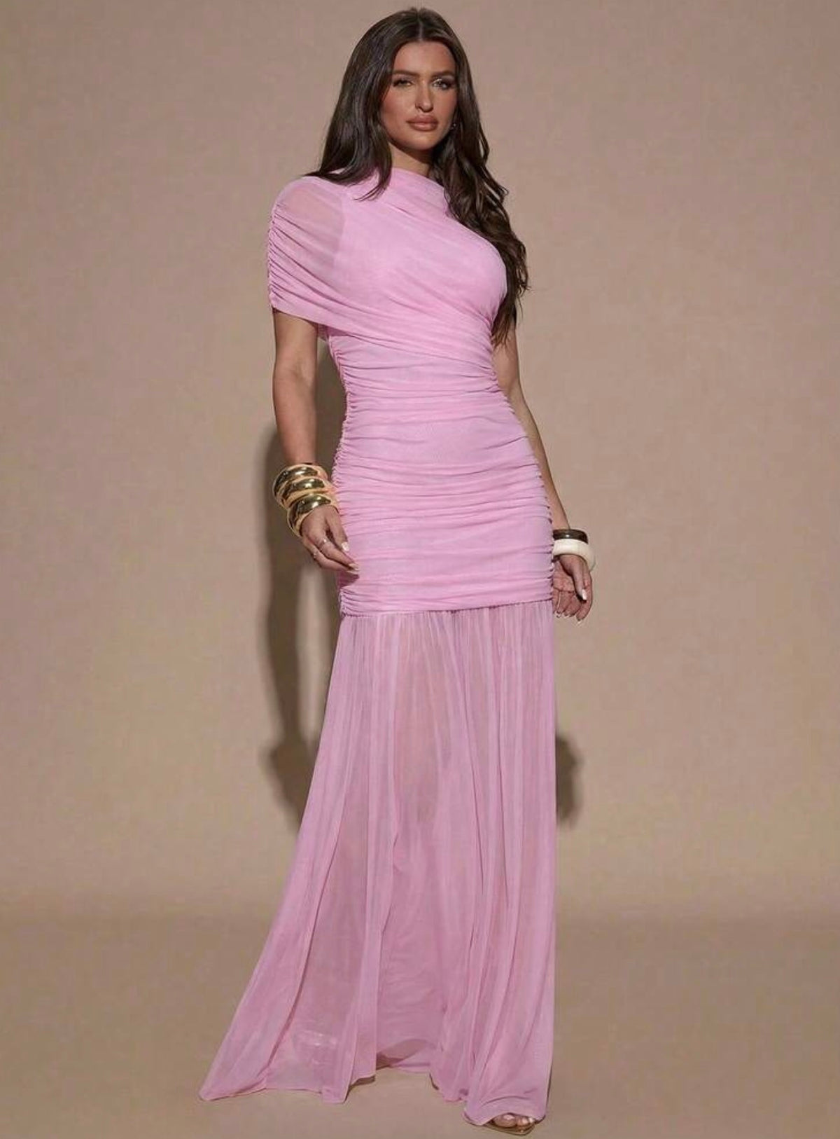 Maxi vestido rosado