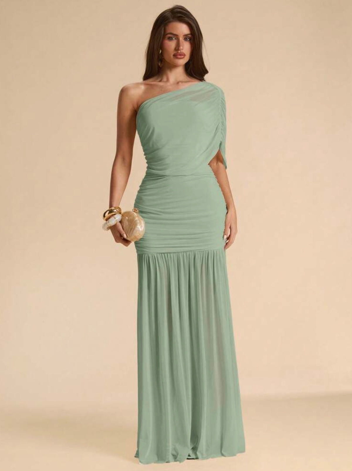 Vestido gala verde menta