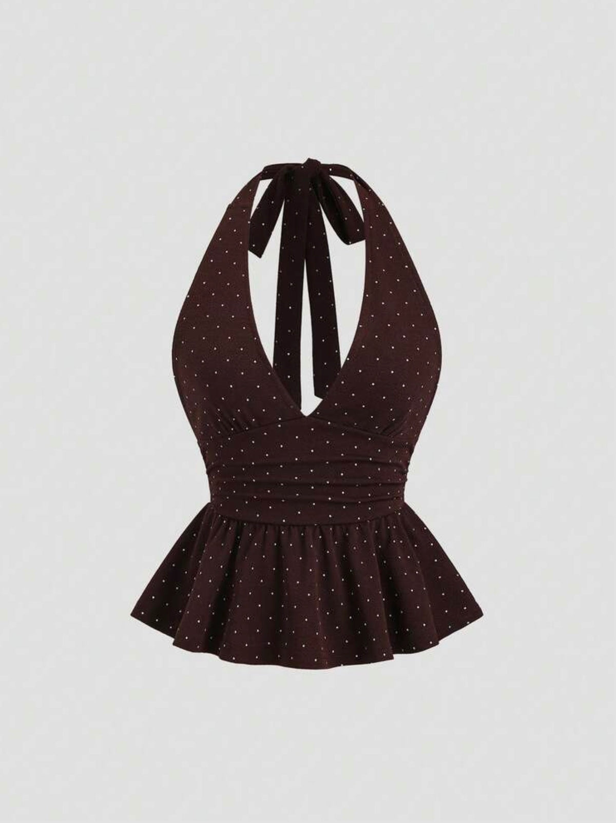 Blusa peplum polka dot marrón