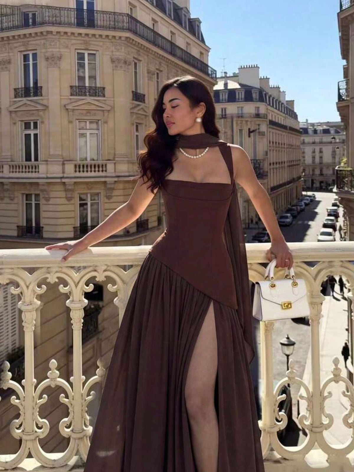 Maxi vestido café