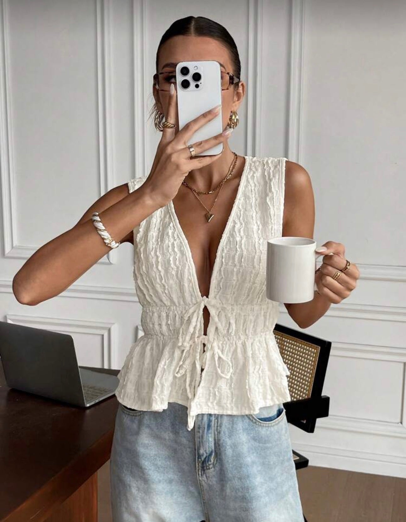 Blusa amarre frontal